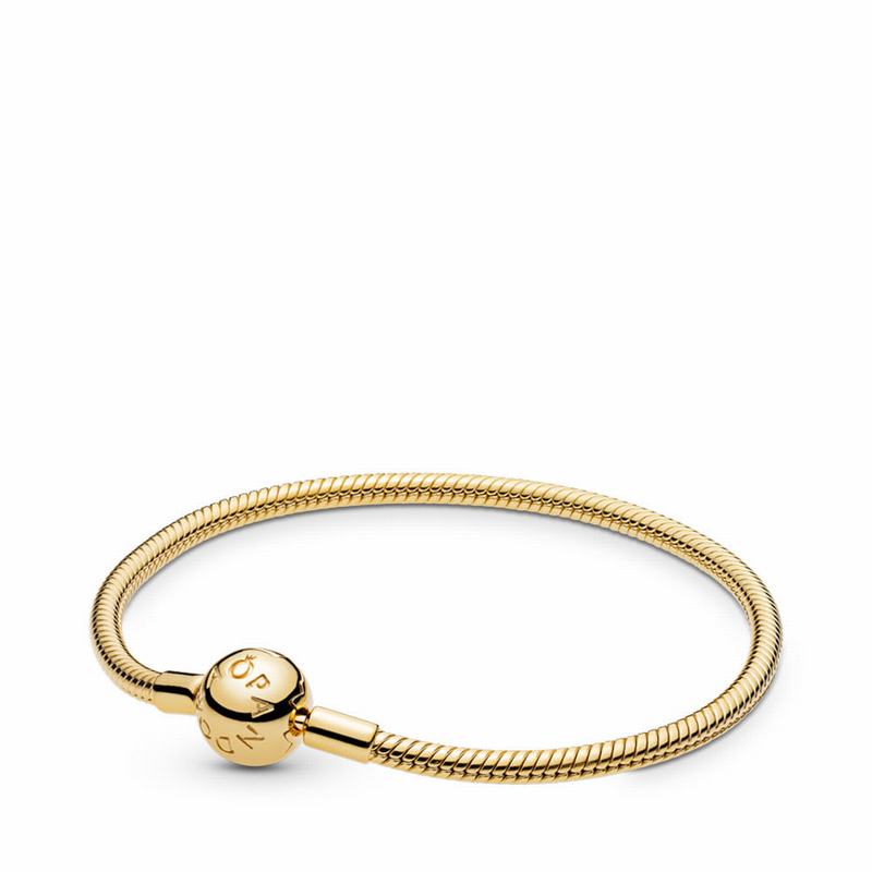 Pandora Moments Snake Chain Bracelet Clearance NZ, 18ct Gold Plated (416375-DSK)